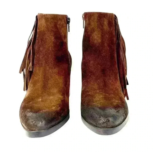 Vince Camuto Brown Suede Fringe Ankle Bootie, Size 8, Boho Western Cowgirl Style - Picture 7 of 17